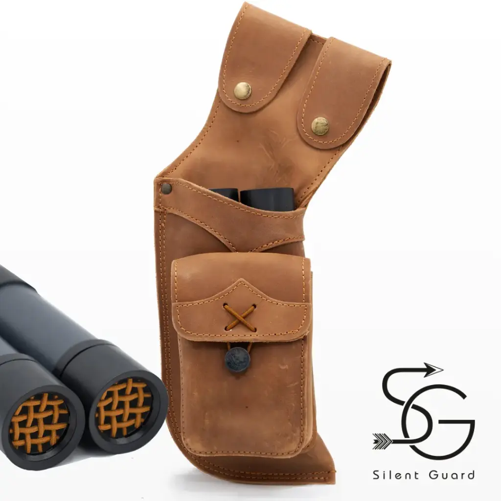 Leather quiver Ontario – with Silent Guard insert for timeless support (neonorange, RH)