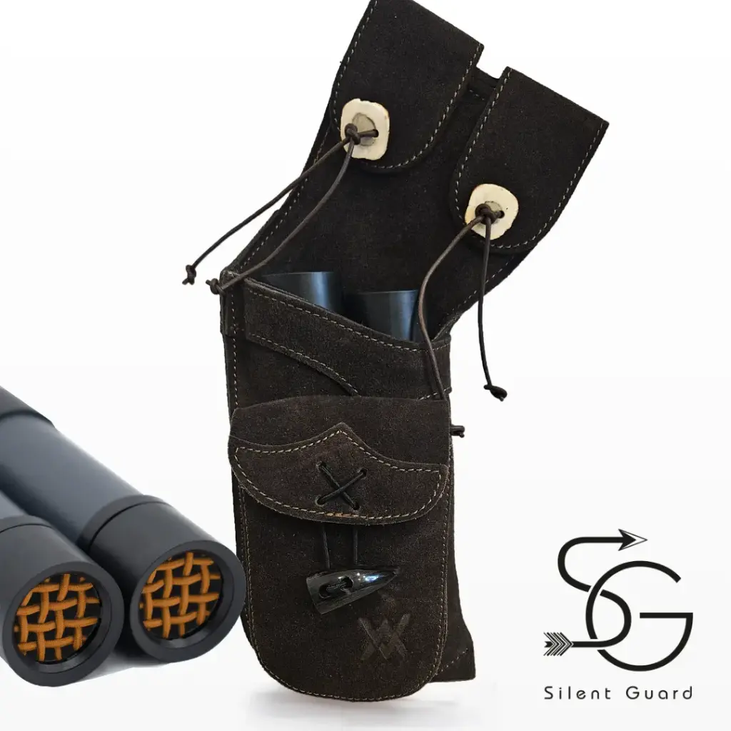 Leather quiver Ortles Suede - with Silent Guard insert (neonorange, RH)